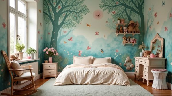 Créez une chambre féérique pour les filles avec du papier peint original